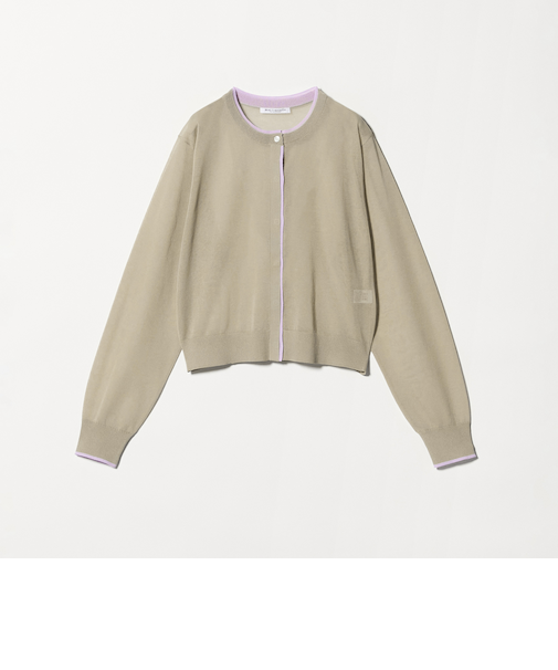 ライン クルーネック カーディガン ウォッシャブル