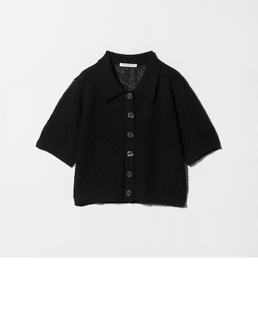 ノットヤーンニット ハーフスリーブ シャツ カーディガン ウォッシャブル