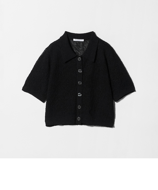 ノットヤーンニット ハーフスリーブ シャツ カーディガン ウォッシャブル