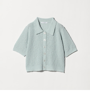 ノットヤーンニット ハーフスリーブ シャツ カーディガン ウォッシャブル