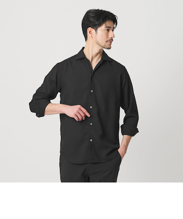 【WEB限定 WARDROBE SMART】リネンライク ワイドカラー スキッパー シャツ