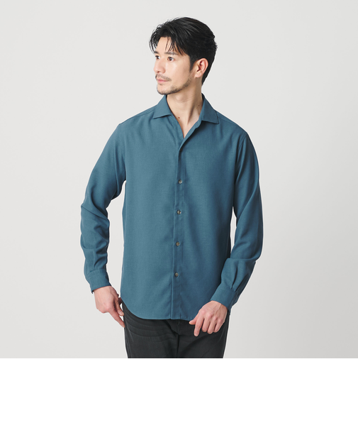 【WEB限定 WARDROBE SMART】リネンライク ワイドカラー スキッパー シャツ