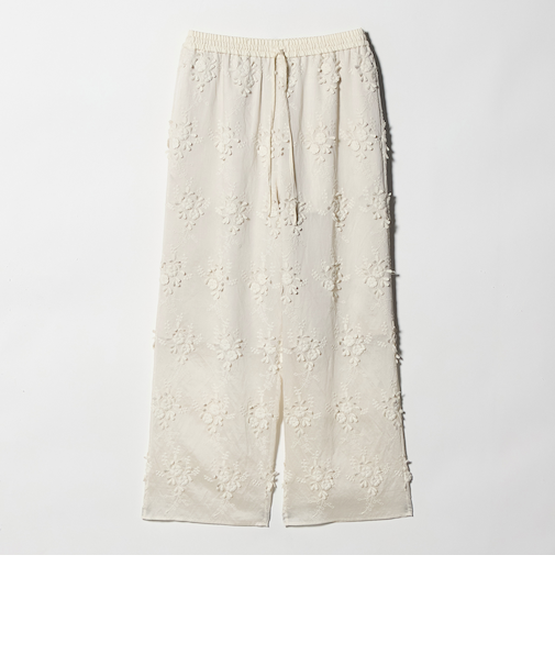 セルロースナイロン エンブロイダリー イージーパンツ