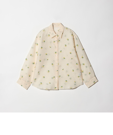フラワーモチーフ ジャガード シャツ ウォッシャブル