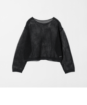 ペーパー メッシュ ショート ワイド ニットプルオーバー ウォッシャブル