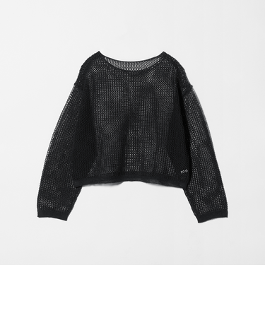 ペーパー メッシュ ショート ワイド ニットプルオーバー ウォッシャブル