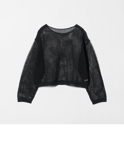 ペーパー メッシュ ショート ワイド ニットプルオーバー ウォッシャブル