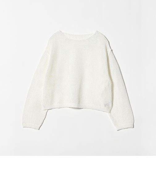 ペーパー メッシュ ショート ワイド ニットプルオーバー ウォッシャブル