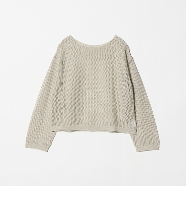 ペーパー メッシュ ショート ワイド ニットプルオーバー ウォッシャブル