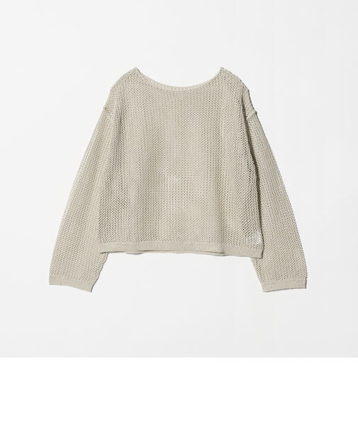 ペーパー メッシュ ショート ワイド ニットプルオーバー ウォッシャブル