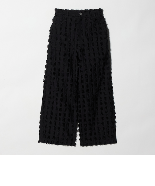 スクエア フリンジ ジャガード ワイドパンツ