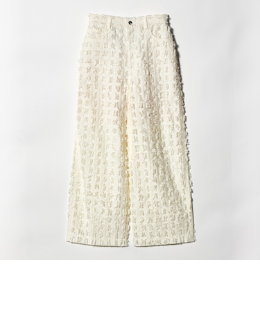 スクエア フリンジ ジャガード ワイドパンツ