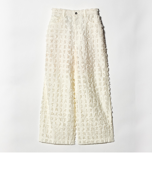 スクエア フリンジ ジャガード ワイドパンツ