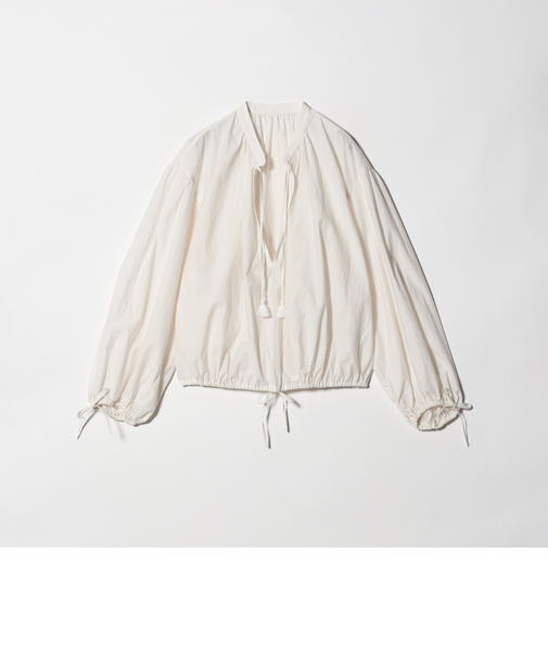 コットンナイロン ボリューム スキッパー ブラウス