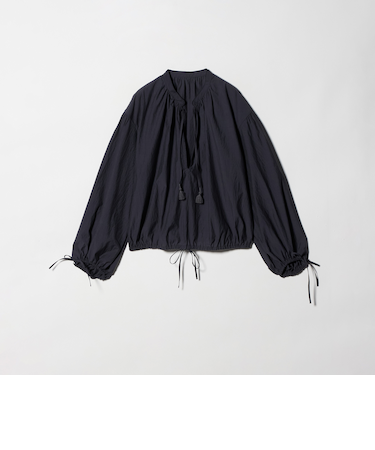 コットンナイロン ボリューム スキッパー ブラウス