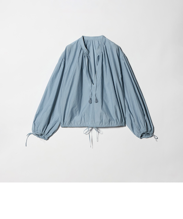 コットンナイロン ボリューム スキッパー ブラウス