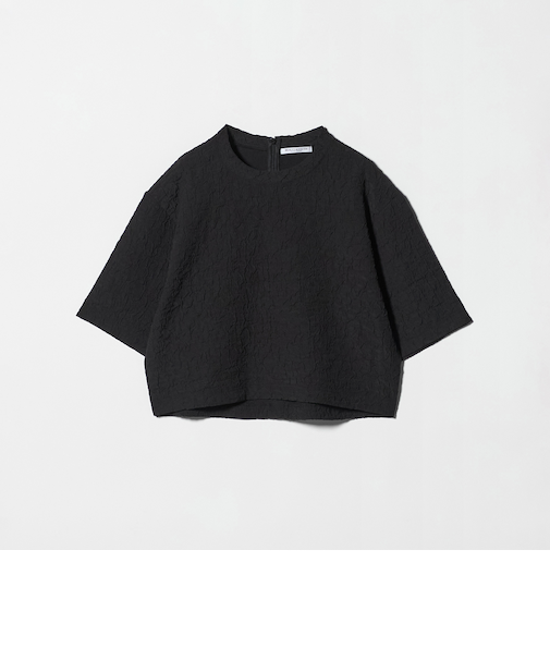 ジャガード クルーネック 6分袖 プルオーバー