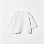 ジャガード クルーネック 6分袖 プルオーバー