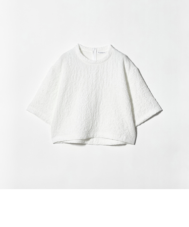 ジャガード クルーネック 6分袖 プルオーバー