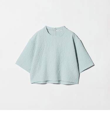 ジャガード クルーネック 6分袖 プルオーバー