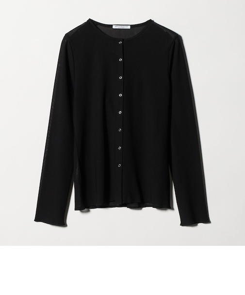 リングボタン チュール カーディガン ウォッシャブル 接触冷感