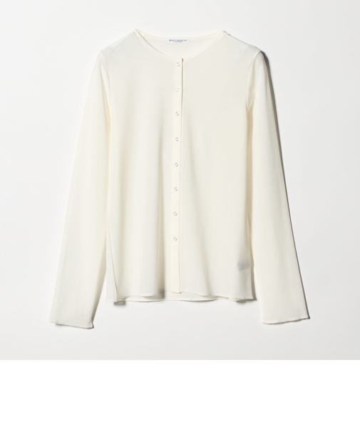 リングボタン チュール カーディガン ウォッシャブル 接触冷感