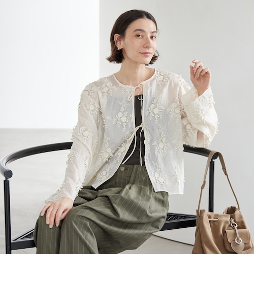 新品❣️Beauty＆Youth エンブロイダリーシャツ 2WAY BEAUTY＆YOUTH UNITED ARROWS ブラウス シャツ セルロースナイロン