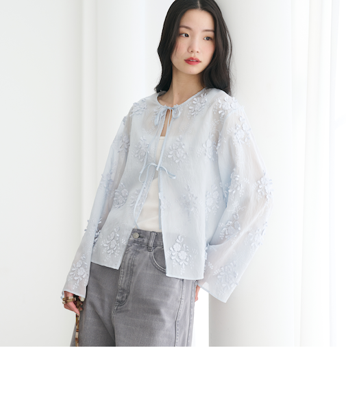 セルロースナイロン エンブロイダリーシャツ 2WAY