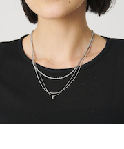 メタルトップ ミックスチェーン 3連 ネックレス