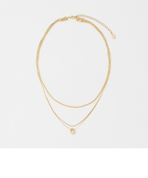 メタルトップ ミックスチェーン 3連 ネックレス