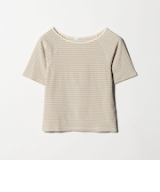 コットン パイルボーダー 5分袖カットソー
