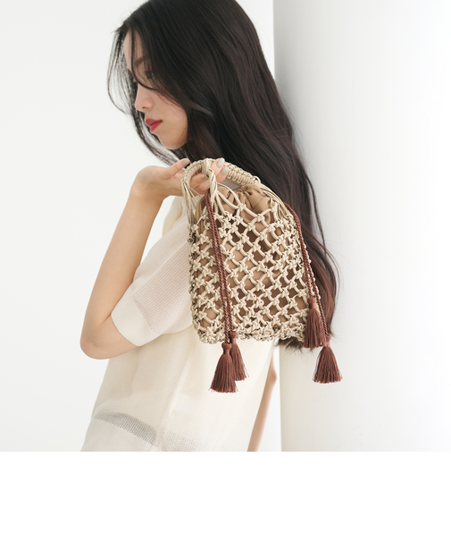 メタルコード ネット フリンジ ドロストバッグ