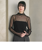 【WEB限定 Wardrobe DAILY MINIMAL】ドット チュールタートルネックプルオーバー ウォッシャブル