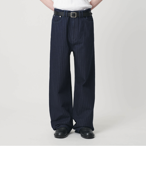 ドビー ストライプ デニム バギー パンツ