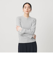 【WEB限定 Wardrobe DAILY MINIMAL】レースコンビ リブニットプルオーバー ウォッシャブル
