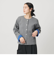 【WEB限定 Wardrobe DAILY MINIMAL】バイカラー スナップボタンカーディガン ウォッシャブル
