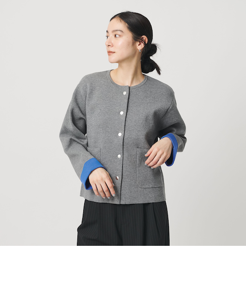 【WEB限定 Wardrobe DAILY MINIMAL】バイカラー スナップボタンカーディガン ウォッシャブル