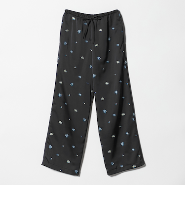 フラワー エンブロイダリー ドローストリング パンツ ウォッシャブル