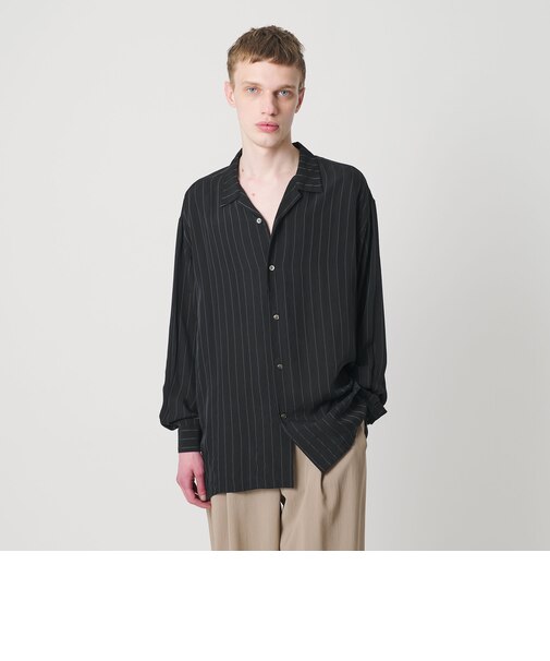 フィブリル キュプラ ストライプ シャツ