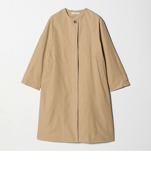 【WEB限定】コットンナイロン ツイルノーカラーコート