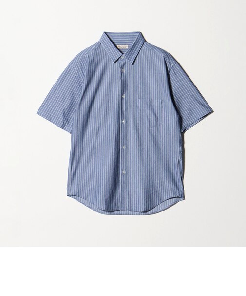 クイック ストレッチ ストライプ シャンブレー ボタンダウン 半袖シャツ SLIM型 吸水速乾機能付き