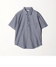 クイック ストレッチ ストライプ シャンブレー ボタンダウン 半袖シャツ SLIM型 吸水速乾機能付き