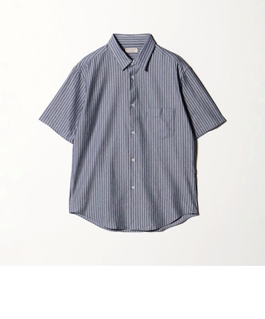 クイック ストレッチ ストライプ シャンブレー ボタンダウン 半袖シャツ SLIM型 吸水速乾機能付き