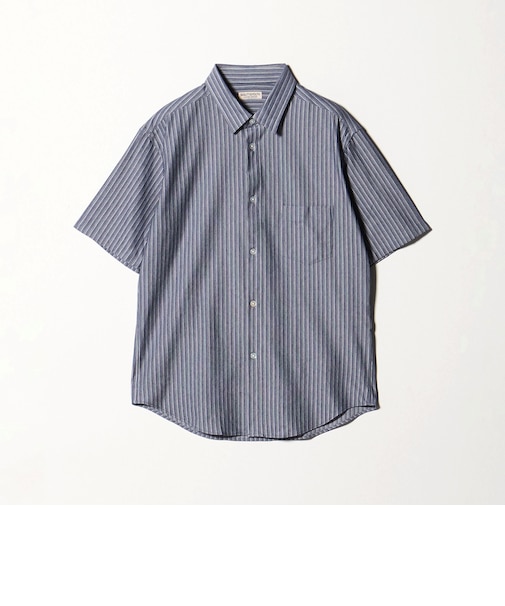 クイック ストレッチ ストライプ シャンブレー ボタンダウン 半袖シャツ SLIM型 吸水速乾機能付き