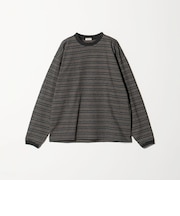 オルタネイトボーダー ボリュームスリーブ クルーネック カットソー