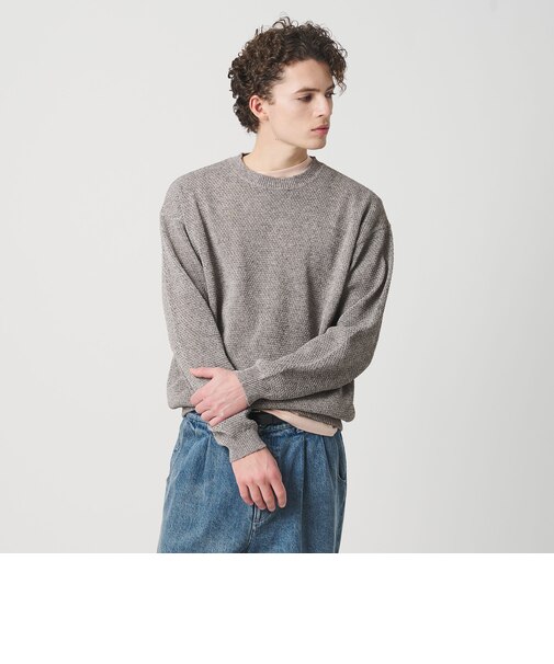 リネンブレンド メランジ クルーネック ニット ウォッシャブル