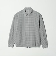 シャーリング チェック ジップシャツ