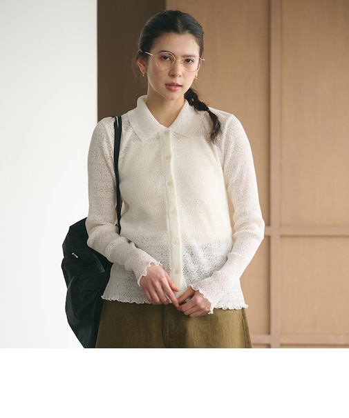 レースプリーツ シャツ ウォッシャブル