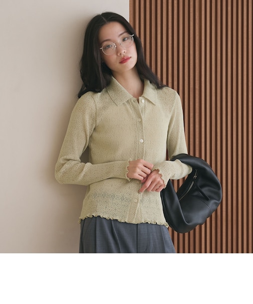 レースプリーツ シャツ ウォッシャブル