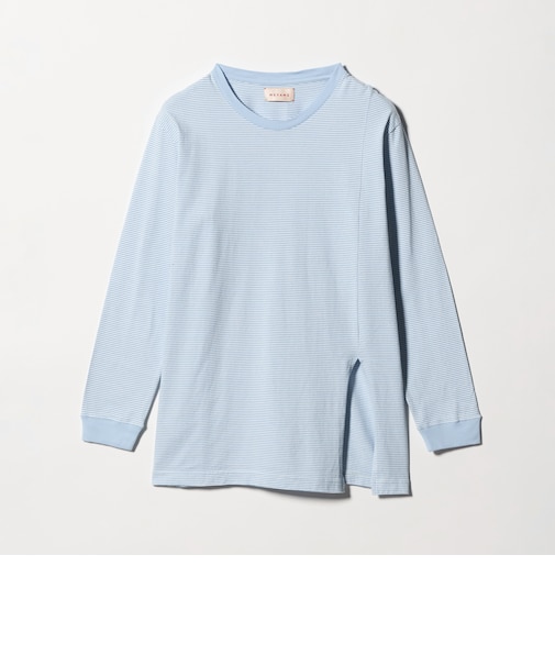 ＜ MEYAME＞ボーダー スリット ロングスリーブ Tシャツ